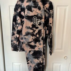 Black and Pink Tie-Dye Sweatpants with OF Logo